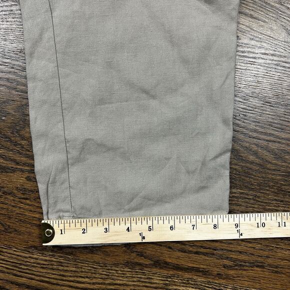 LL Bean Pants Women 12 Brown 100% Linen Elastic Waist Lightweight Coastal Resort - Picture 10 of 11